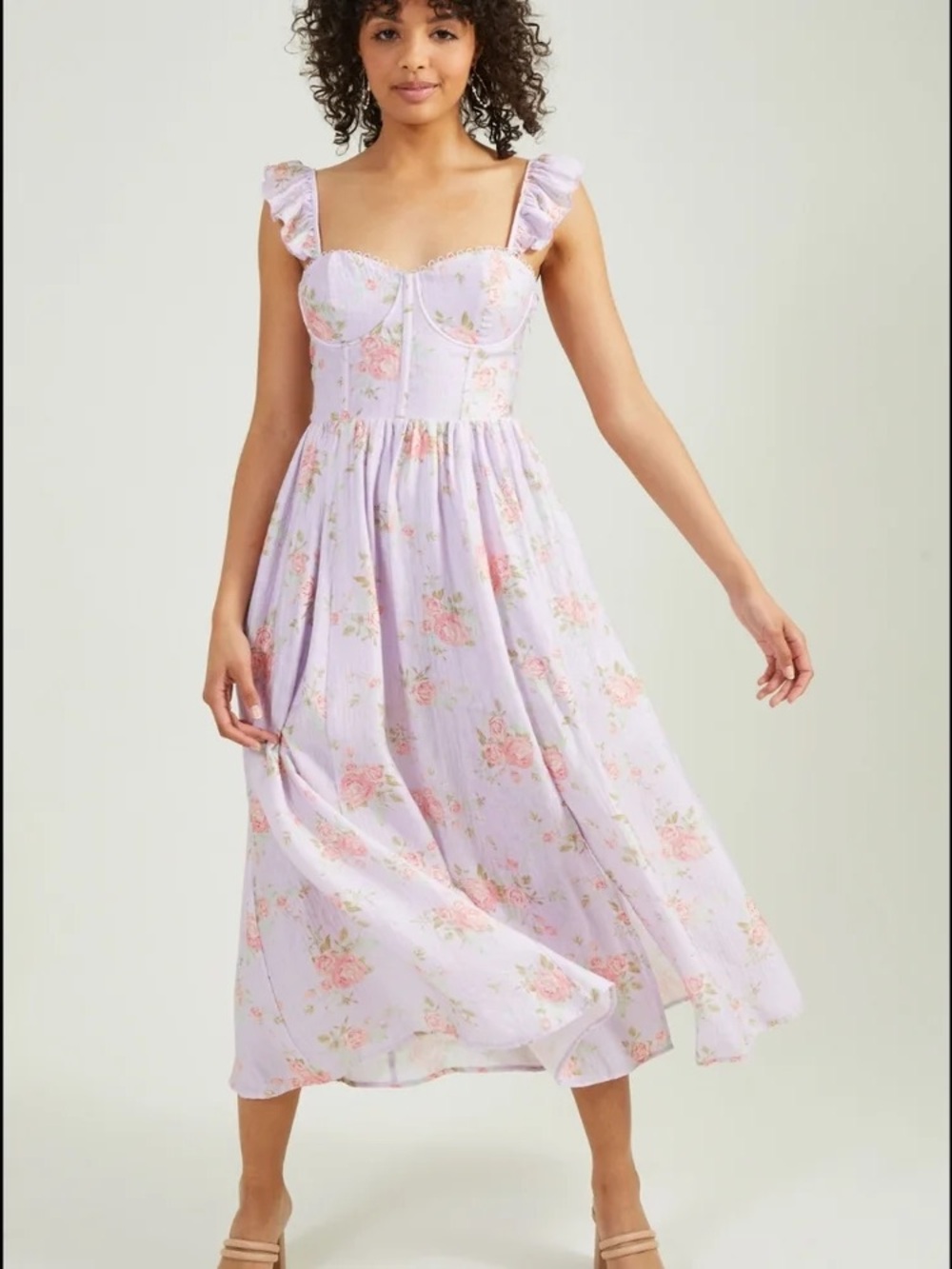 Altar'd State Maria Floral Corset Maxi Dress Purple Coquette